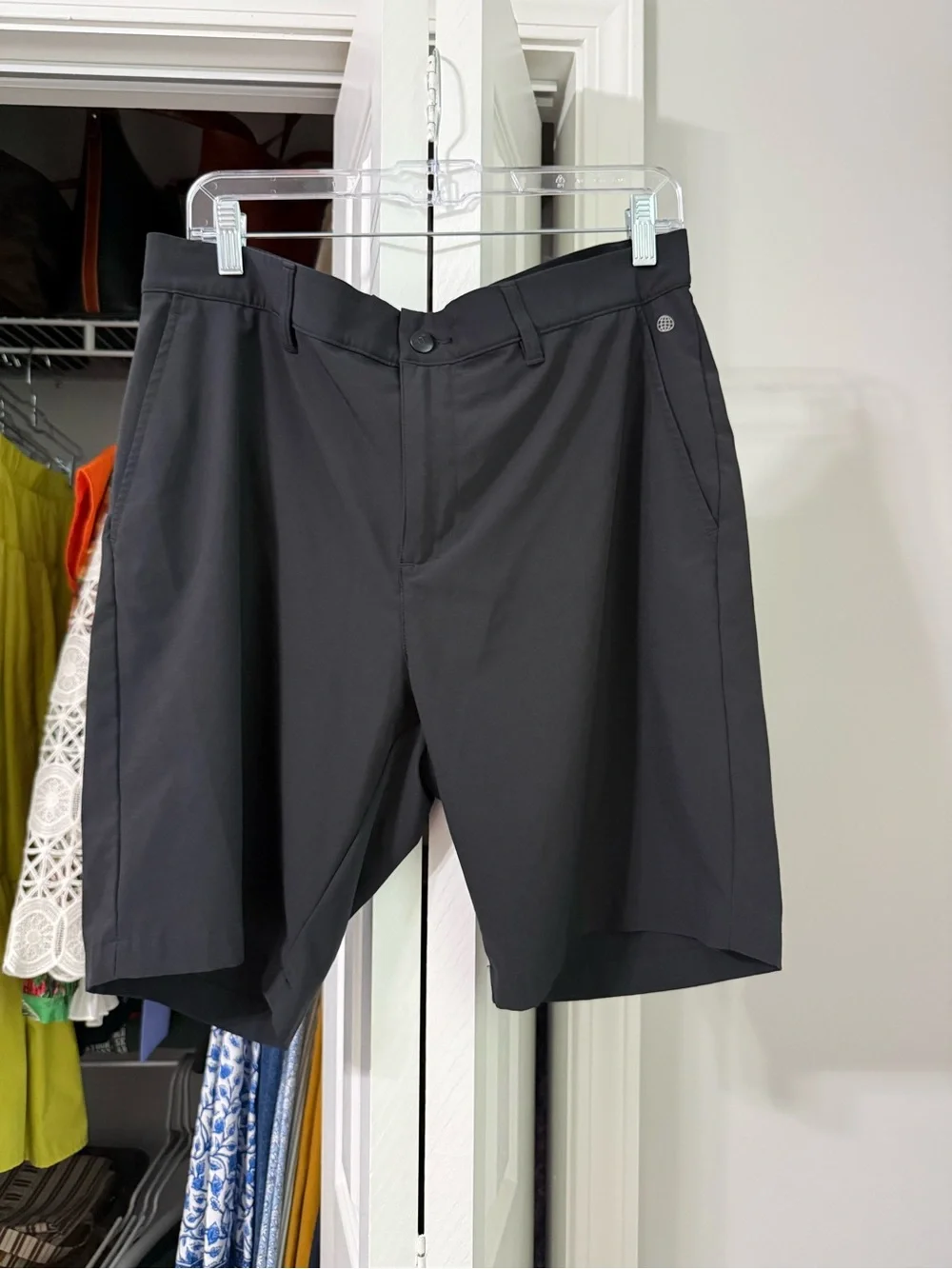 adidas Men's Black Flat-Front Performance Shorts
